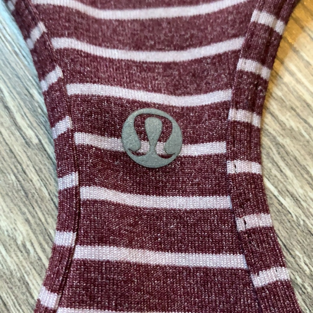 Lululemon cool racerback tank top west2east stripe Heathered Bordeaux drama - Picture 6 of 8